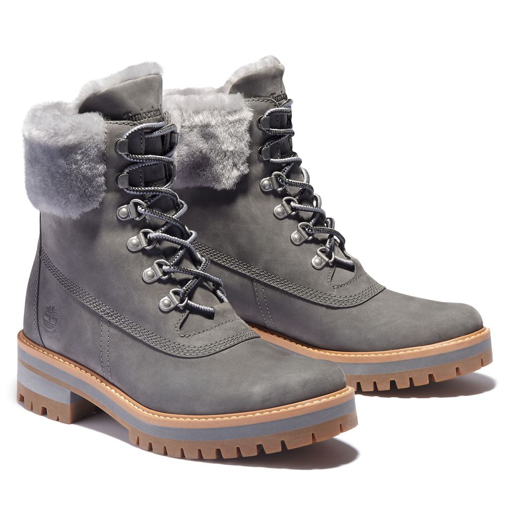 Bototos Timberland Mujer 6-Inch Courmayeur Valley Waterproof Gris - Chile LAN-631804